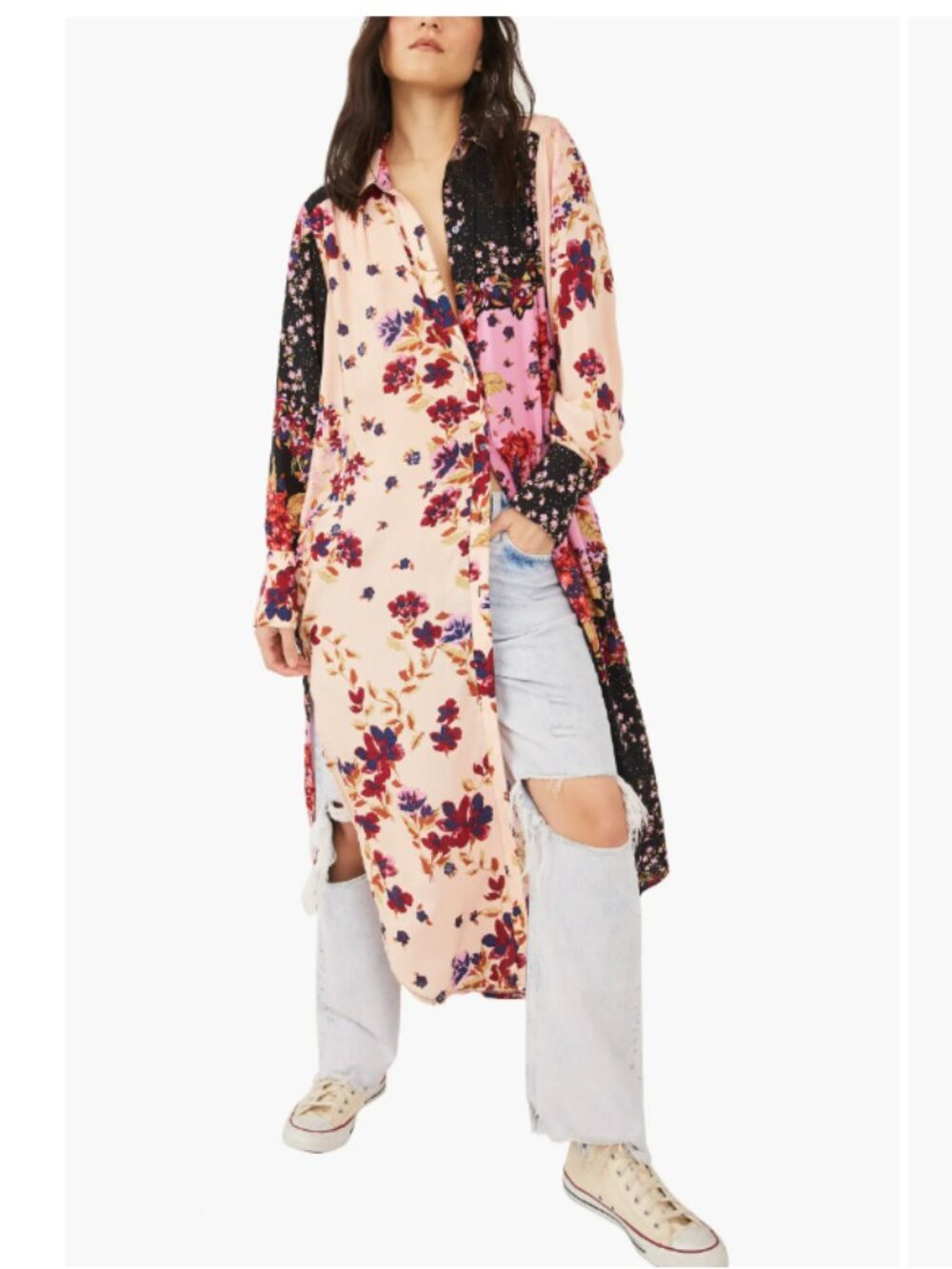 Free People Jackie Printed Maxi Blouse Size Small